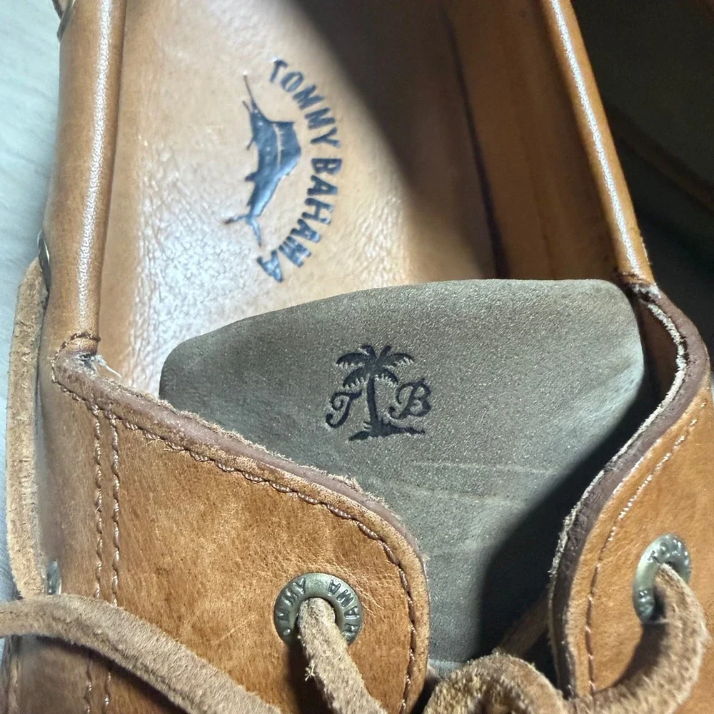 Tommy Bahama Boat‎ Shoes Mens 12 Brown Olive Leather Suede TB-266 Loafers Casual